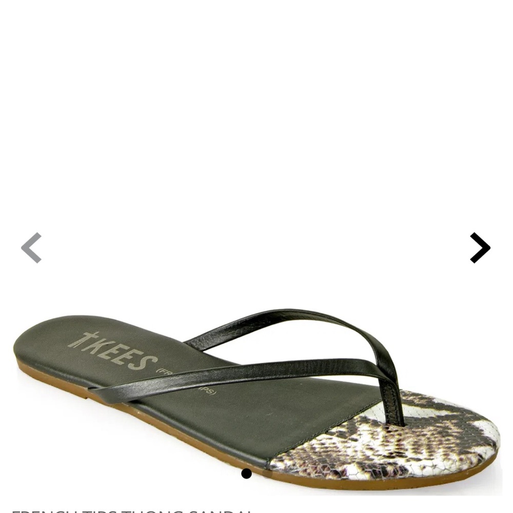 • Tkees • Women’s French Tips Thong Sandals Dark Brown / Snakeskin Print Size 8